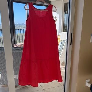 Eileen Fisher Vibrant Red Orange Midi Dress